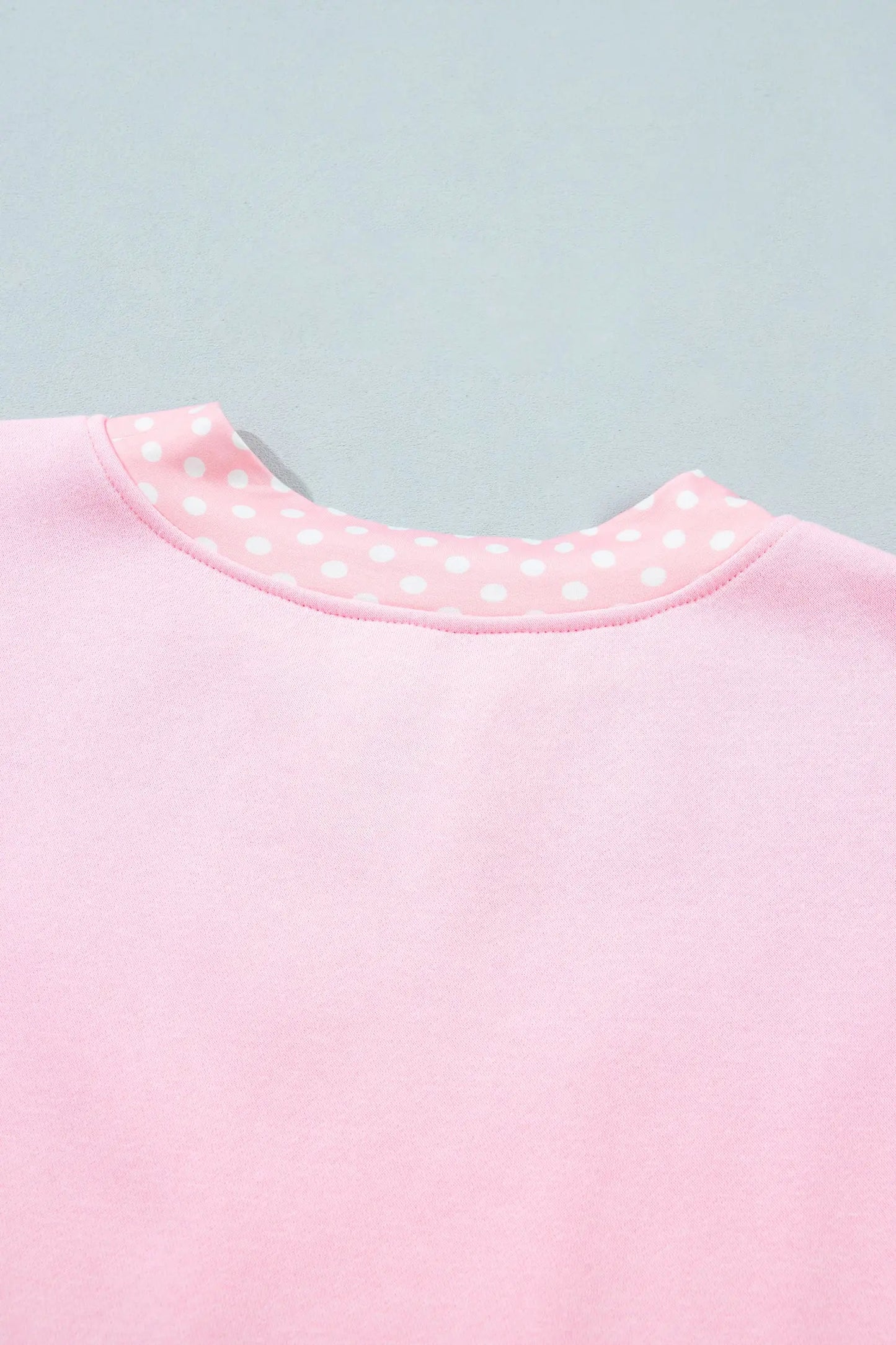 Pink Colorblock Polka Dot Contrast Trim Oversized Sweatshirt