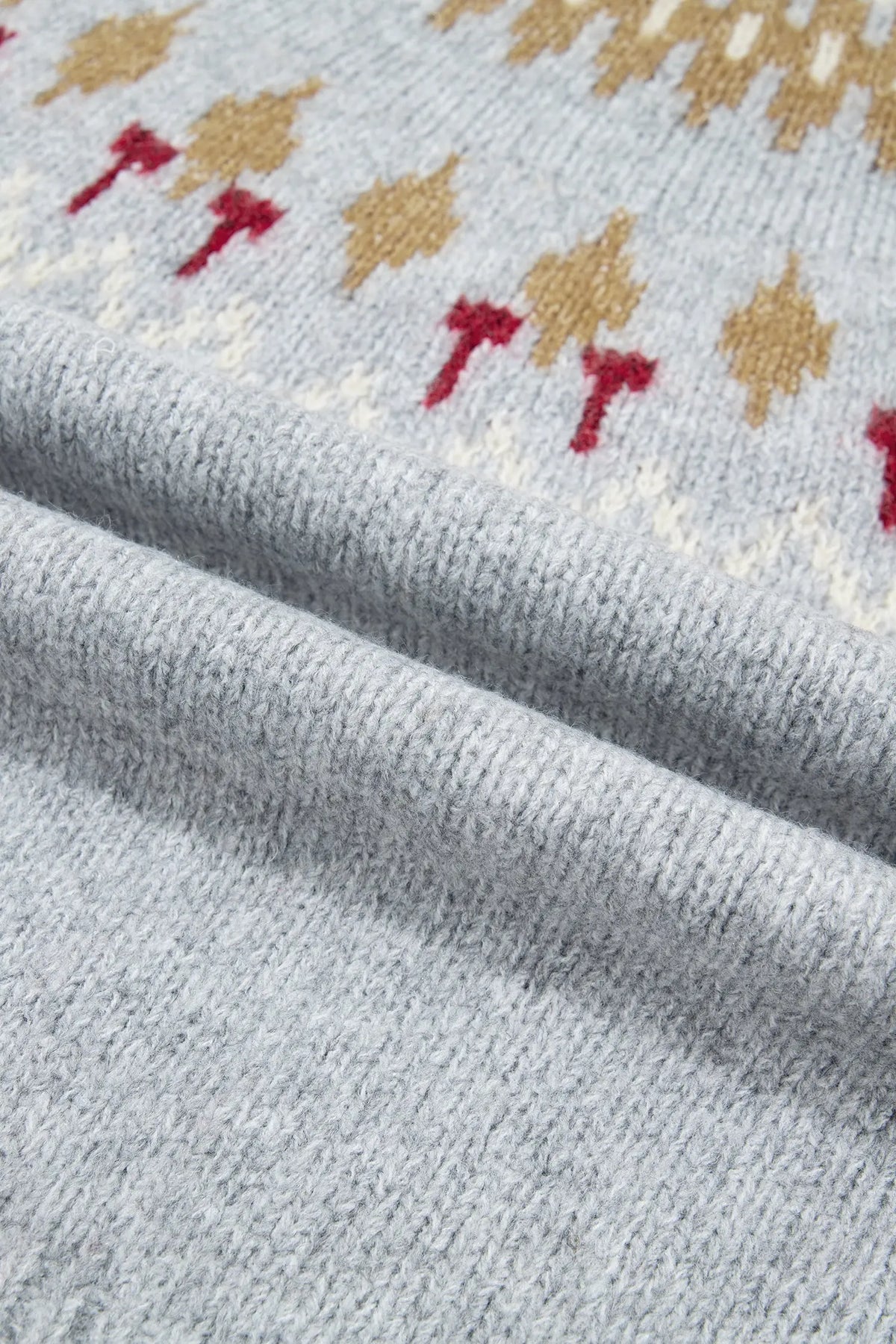 Gray Geometric Detail Round Neck Winter Sweater detail view · nz-alt-v1