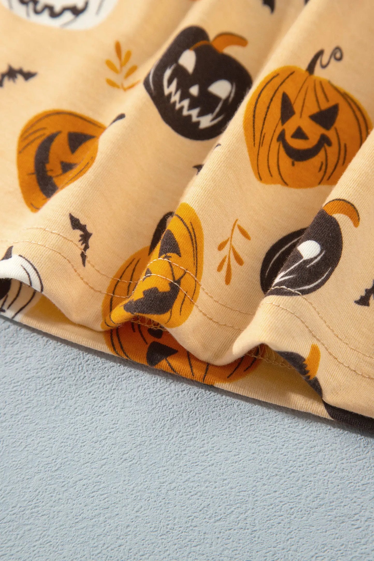 Orange Halloween Pumpkin Print Two Piece Long Sleeve Lounge Set