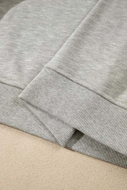 Sleet Denim Collar Patchwork Long Sleeve Pullover Top