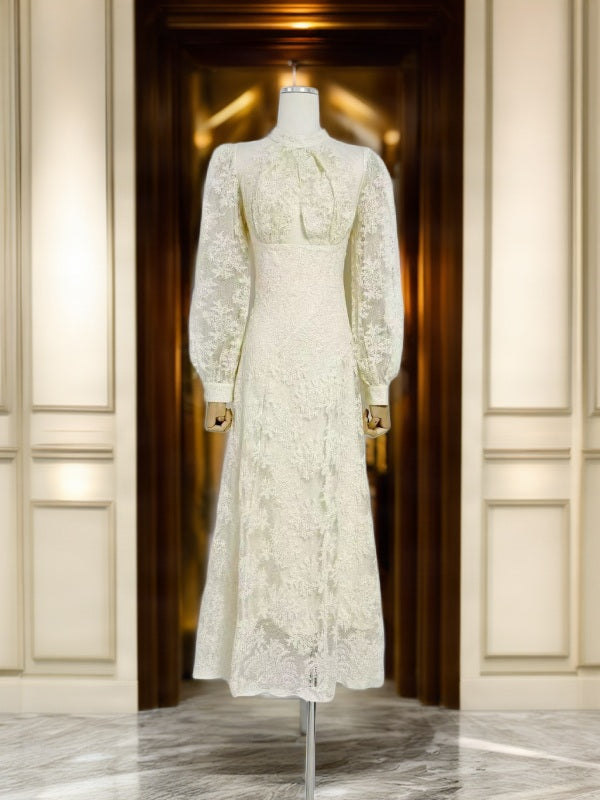 Floral Lace Puff Sleeve Maxi Dress mannequin view · nz-bg-v1