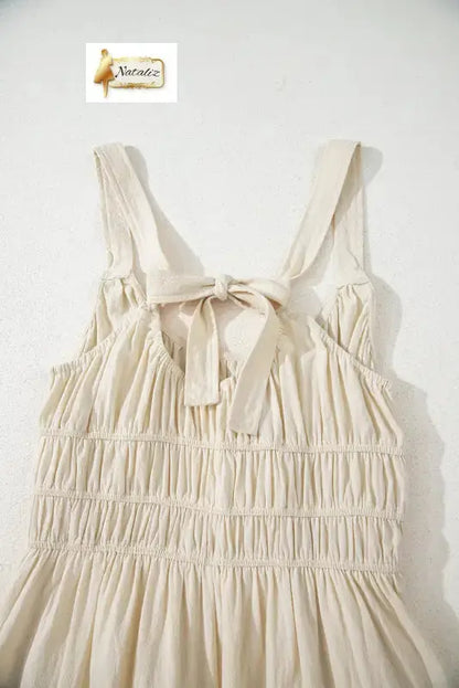 100% Cotton Beige High Waist Sleeveless Wide Leg Jumpsuit Dear-Lover Dropshipping