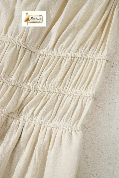 100% Cotton Beige High Waist Sleeveless Wide Leg Jumpsuit Dear-Lover Dropshipping