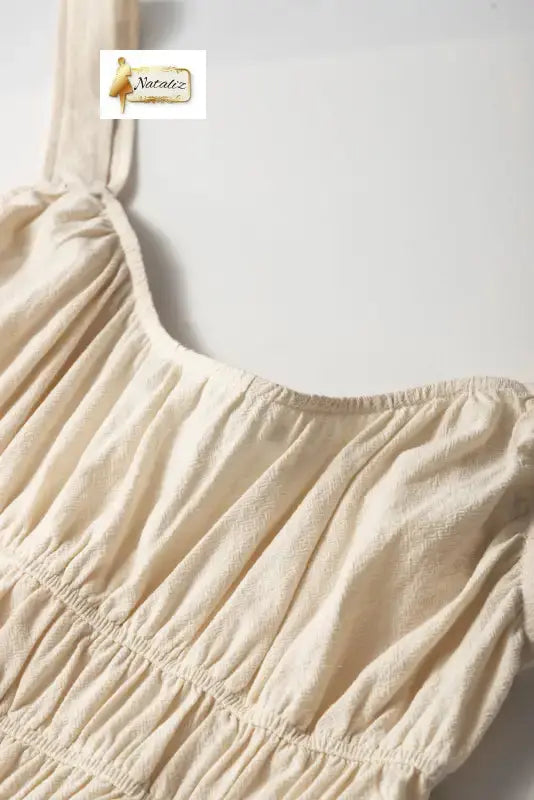 100% Cotton Beige High Waist Sleeveless Wide Leg Jumpsuit Dear-Lover Dropshipping