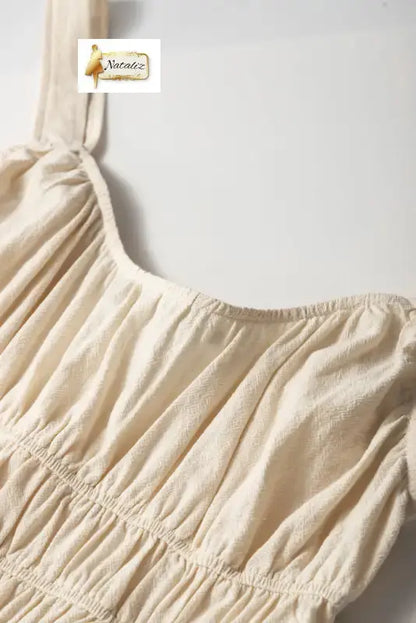 100% Cotton Beige High Waist Sleeveless Wide Leg Jumpsuit Dear-Lover Dropshipping