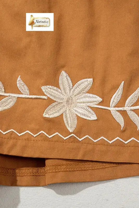 100% Cotton Khaki Embroidered Boho Tasseled Drawstring Elastic Waistband Casual shorts Dear-Lover Dropshipping