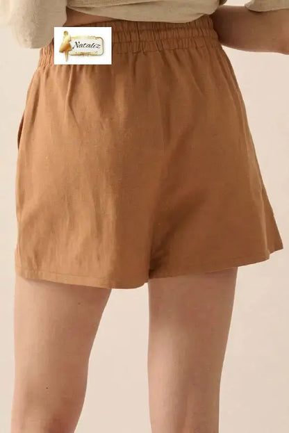 100% Cotton Khaki Embroidered Boho Tasseled Drawstring Elastic Waistband Casual shorts Dear-Lover Dropshipping