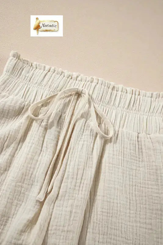 100% Cotton Textured Frilled Knotted High Waist Lace Hem Shorts Dear-Lover Dropshipping