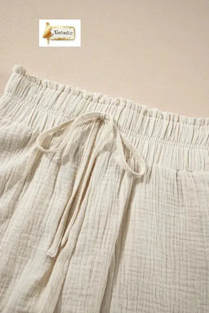 100% Cotton Textured Frilled Knotted High Waist Lace Hem Shorts Dear-Lover Dropshipping