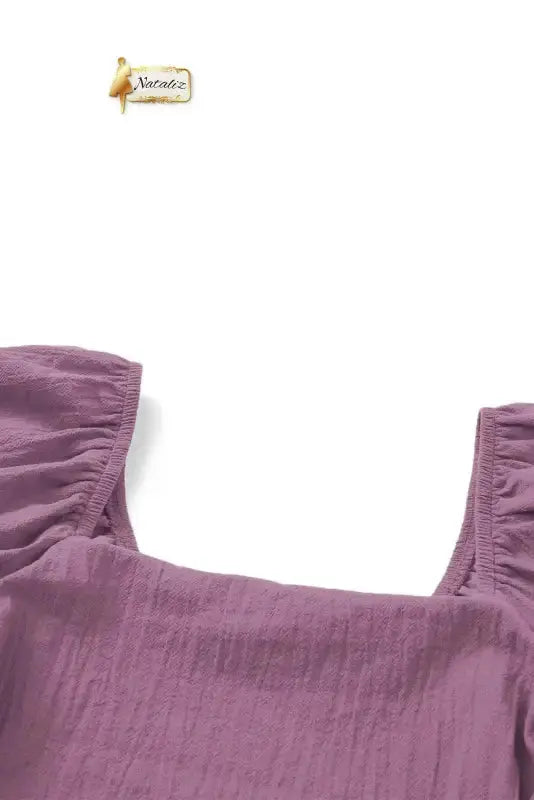 100% Cotton Valerian Square Neck Ruched Puff Sleeve Romper Nataliz