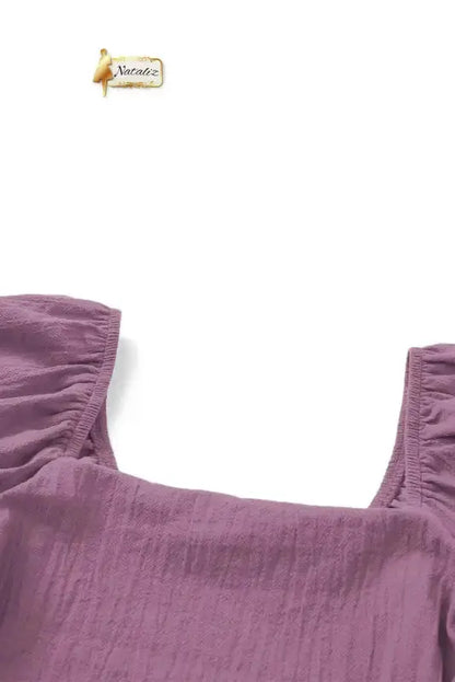 100% Cotton Valerian Square Neck Ruched Puff Sleeve Romper Nataliz