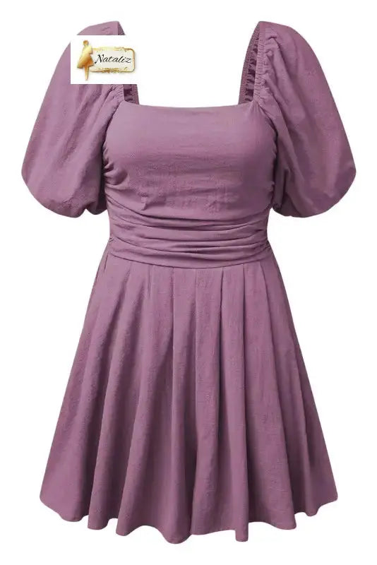 100% Cotton Valerian Square Neck Ruched Puff Sleeve Romper Nataliz