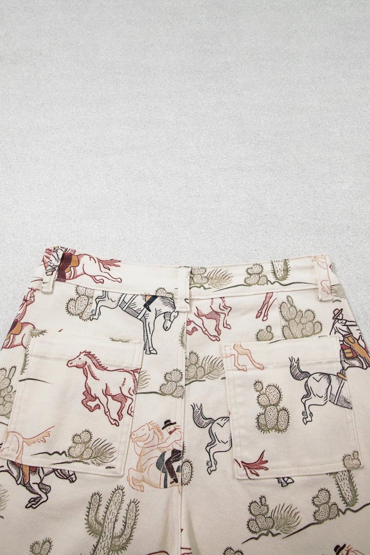 Multicolour western print straight leg ankle-length pocket jeans detail view · nz-alt-v1