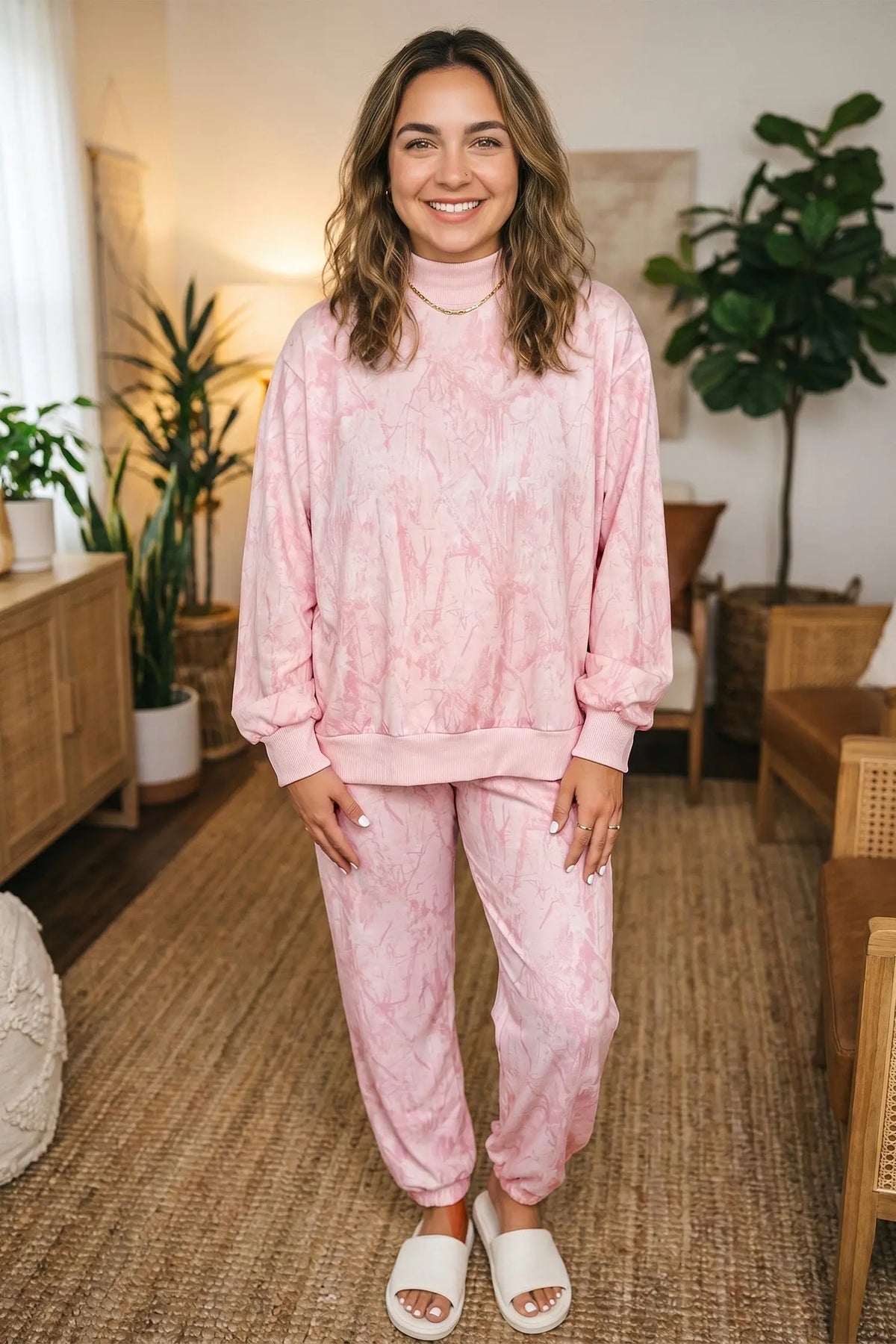 Camouflage Print Stand Neck Long Sleeve Regular Fit Plus Size Set