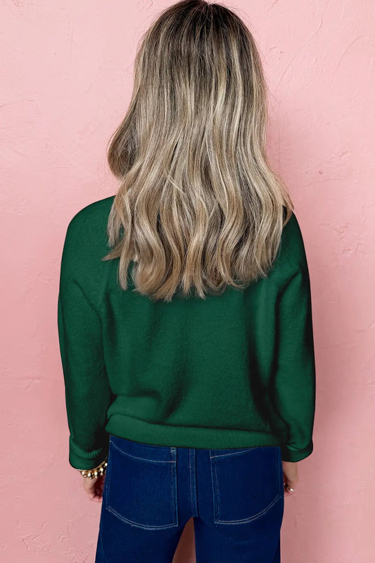 Blackish Green MERRY Letter Pattern Christmas Raglan Sleeve Sweater