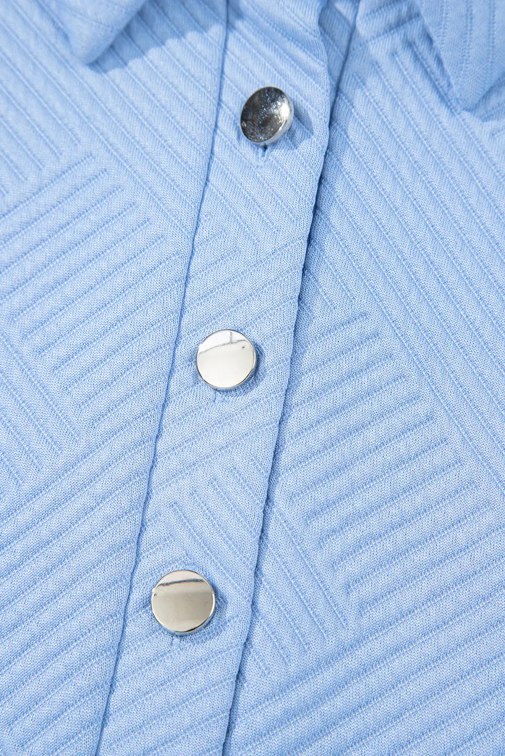 Sky Blue Solid Color Textured Short Sleeve A Line Mini Dress