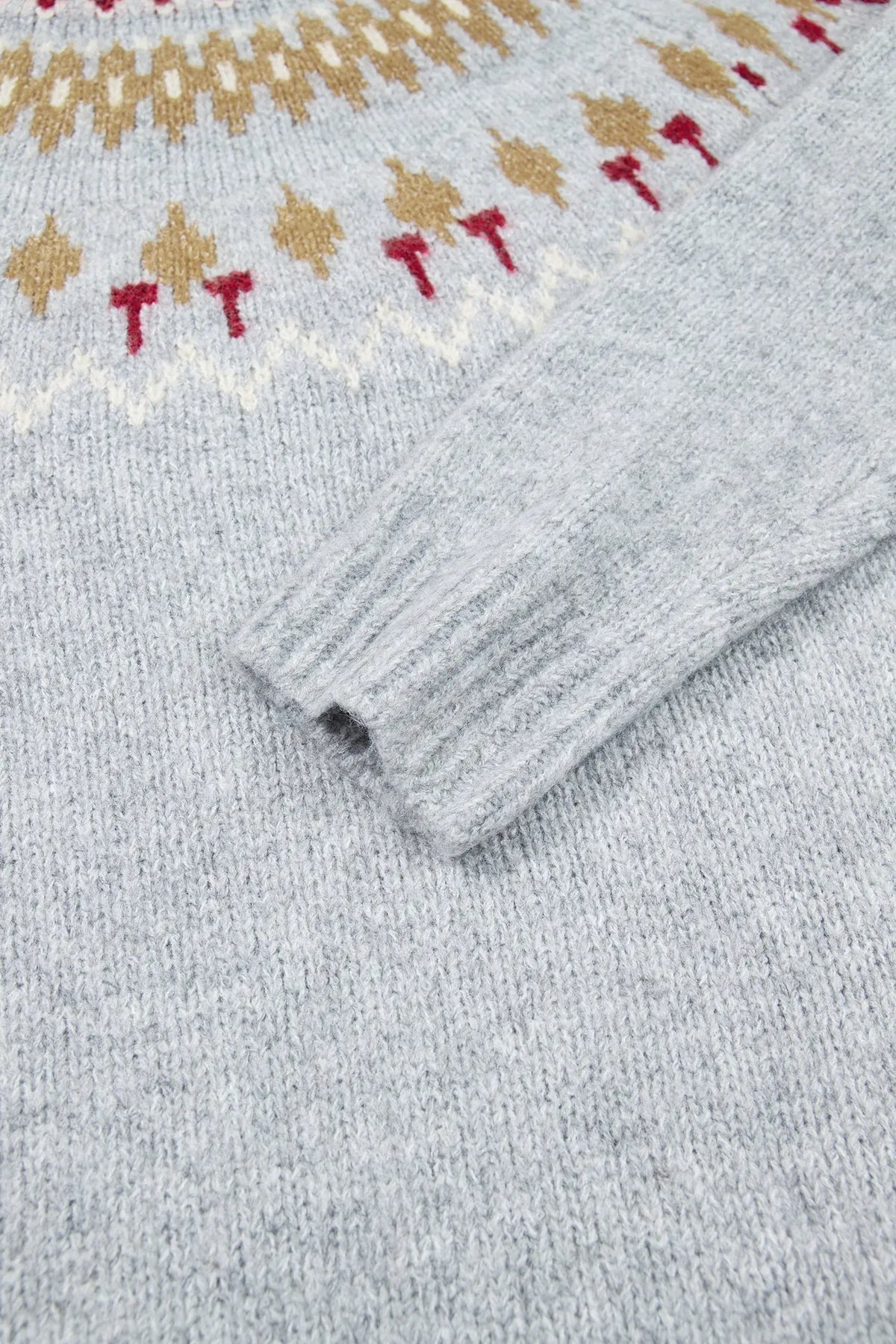 Gray Geometric Detail Round Neck Winter Sweater detail view · nz-alt-v1