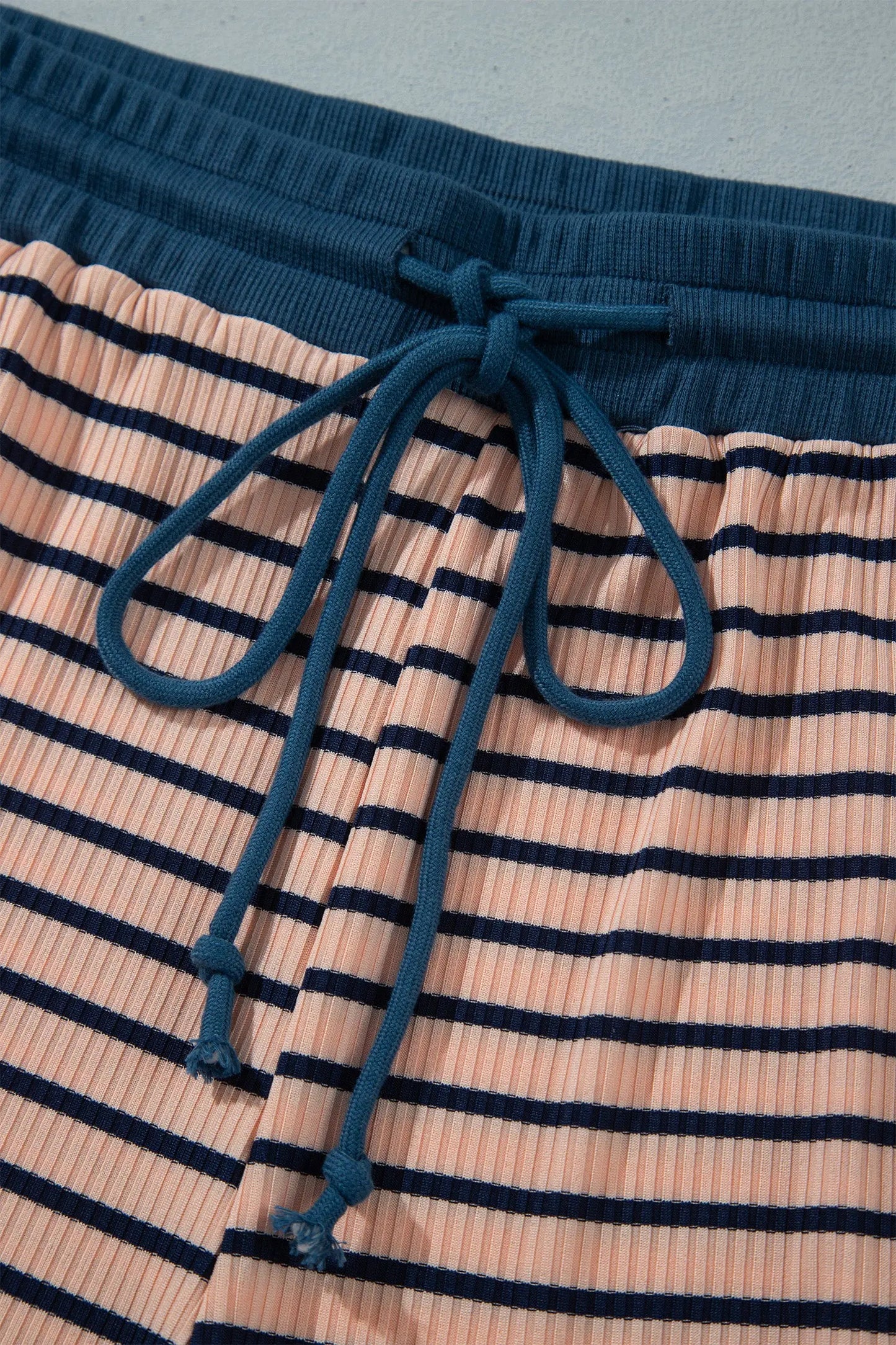 Pink Stripe Striped Colorblock V Neck Long Sleeve Plus Size Set