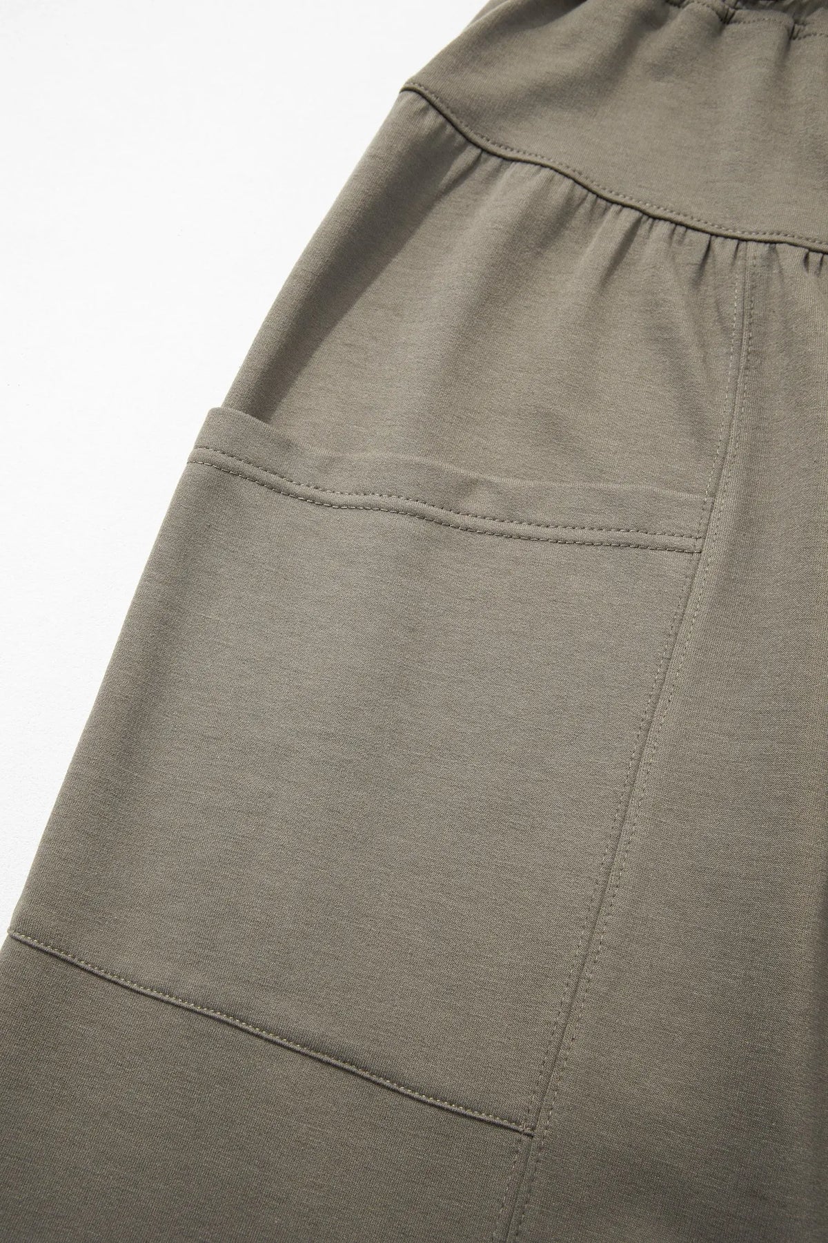 Dirty blue Elastic Waist Drawstring Wide Leg Full Length Pants