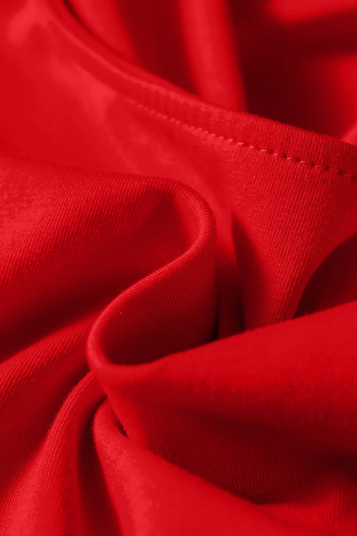 Fiery Red U Neck Long Sleeve Fit and Flare Short Dress fabric detail view · nz-alt-v1