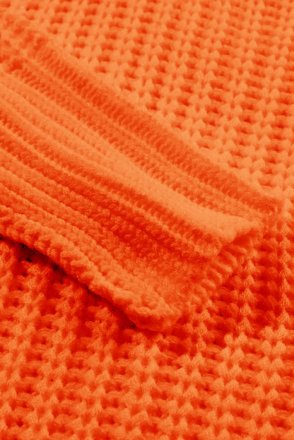 Orange Ribbed Knit Round Neck Slouchy Chunky Sweater
