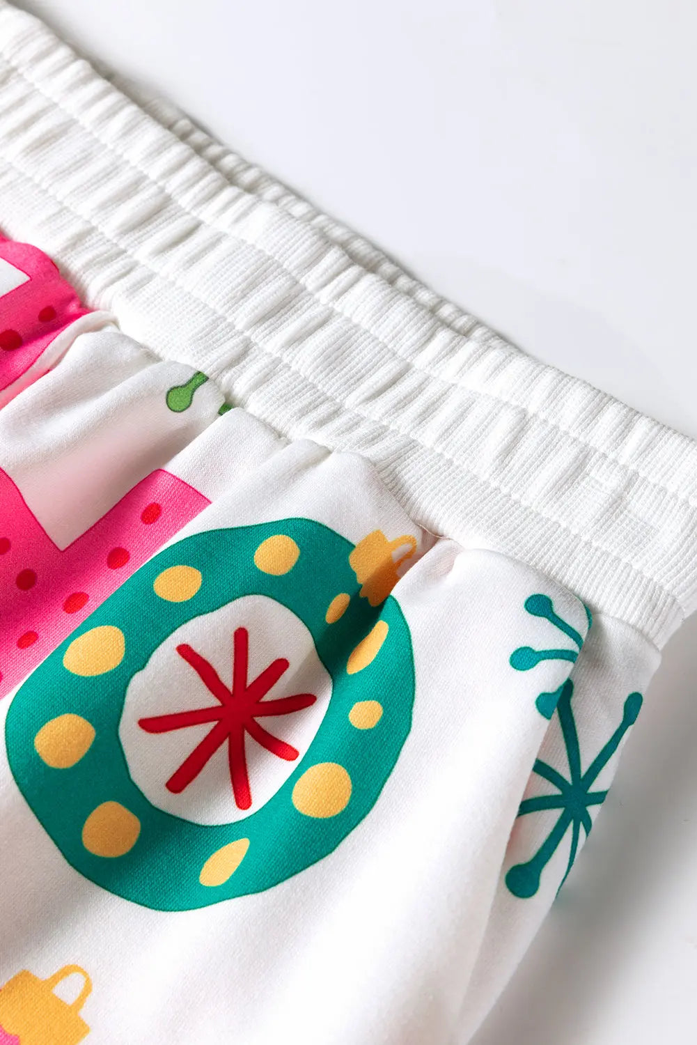 White Ho Ho Ho Christmas Fashion Print 2pcs Lounge Short Set