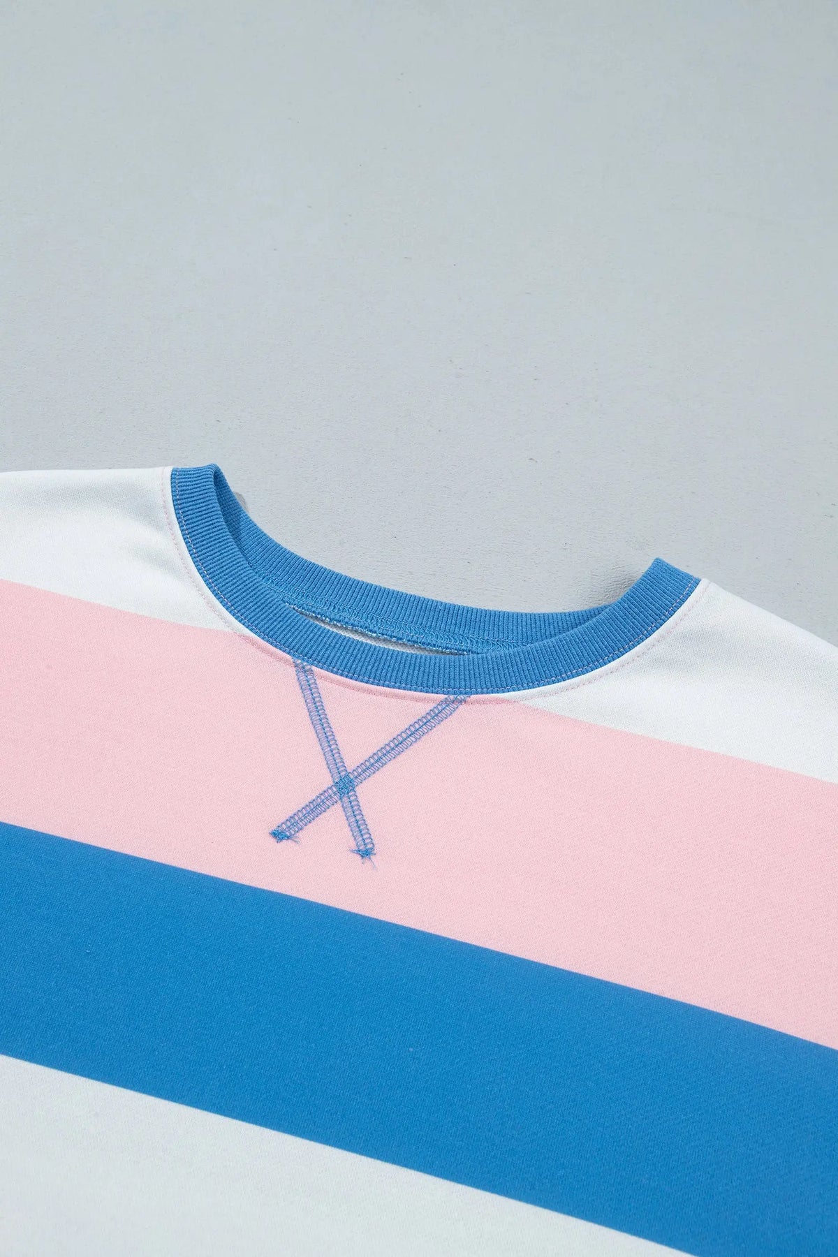 Pink Stripe Side Split Oversized Long Sleeve Top detail view · nz-alt-v1
