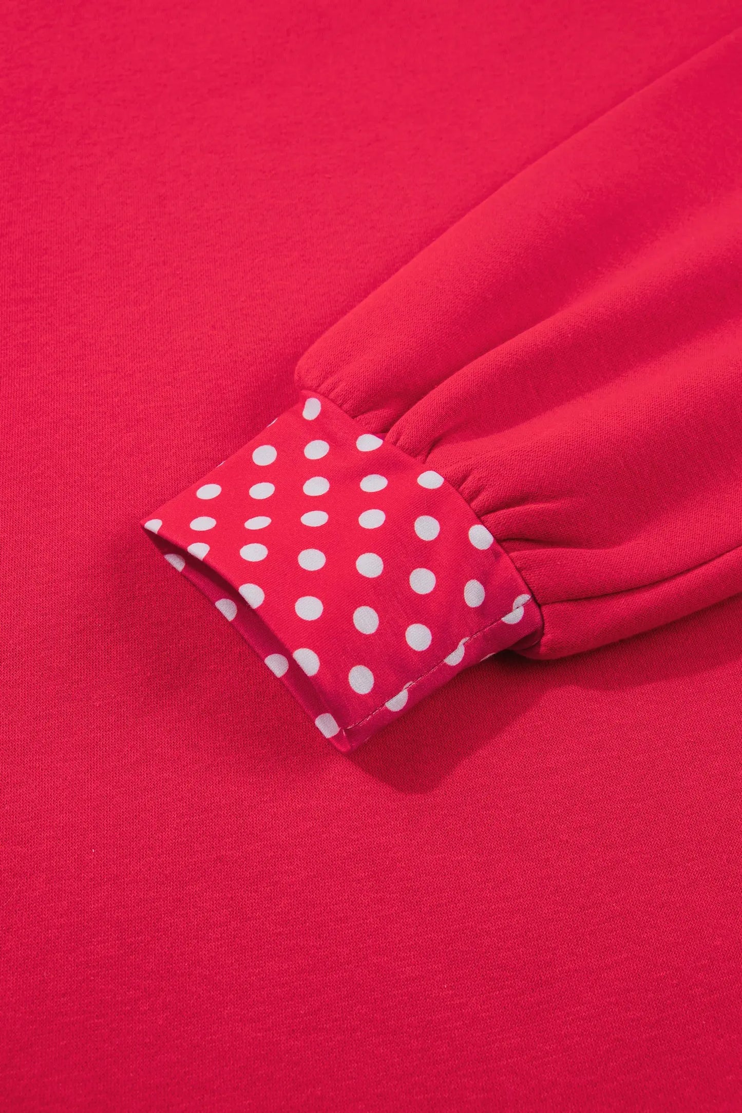 Pink Colorblock Polka Dot Contrast Trim Oversized Sweatshirt