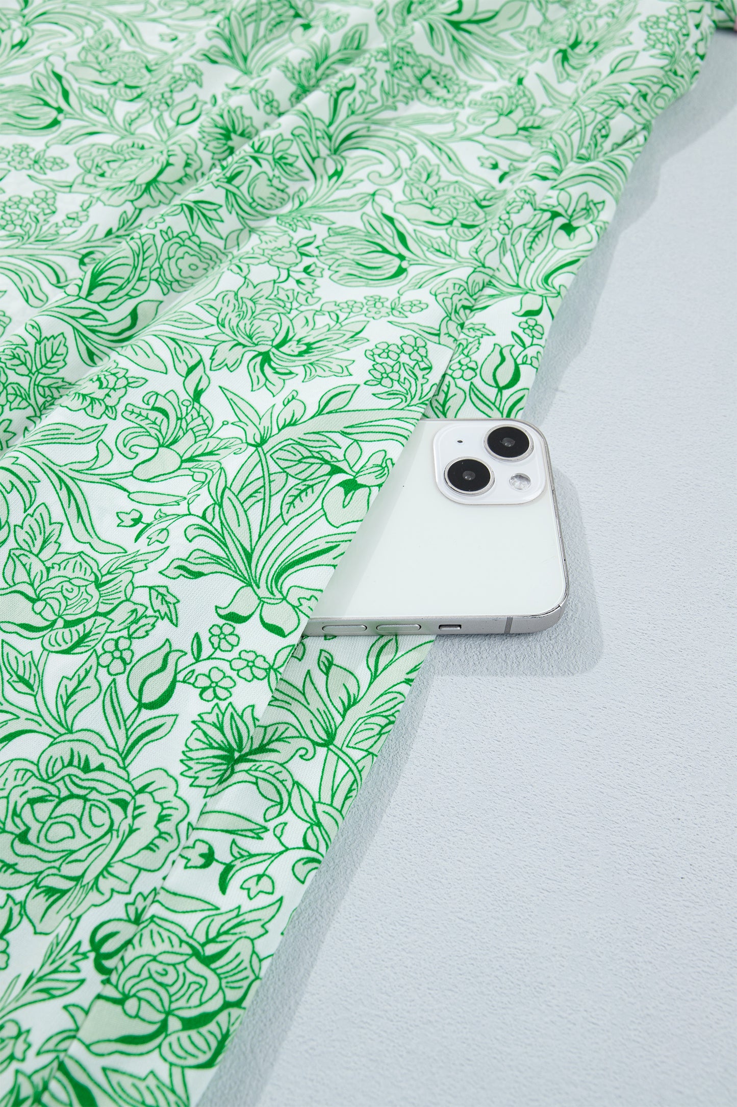 Green Plus Size Contrast Trim Flutter Sleeve Floral Kaftan Maxi Dress