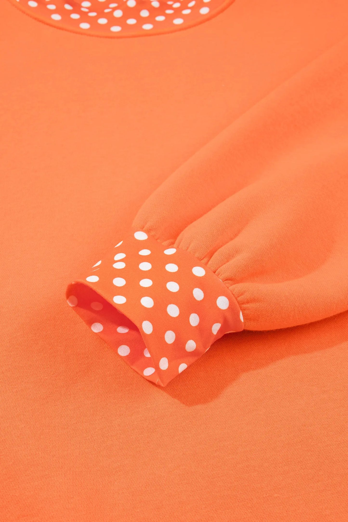 Pink Colorblock Polka Dot Contrast Trim Oversized Sweatshirt