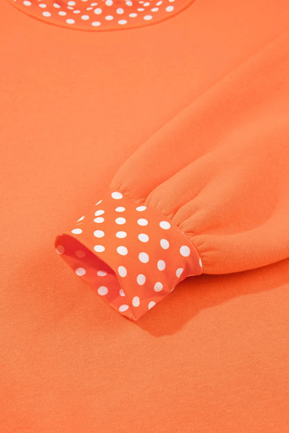 Pink Colorblock Polka Dot Contrast Trim Oversized Sweatshirt