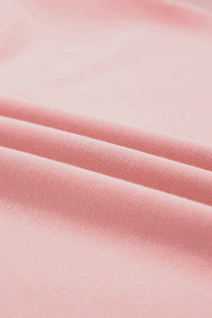 Gossamer Pink Striped Color Block Pullover Top Drawstring Shorts Set