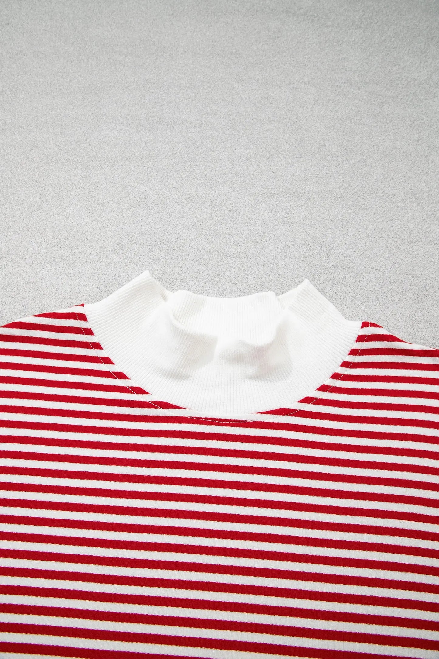 Red Stripe Oversize Mock Neck Sweatshirt and Shorts Set