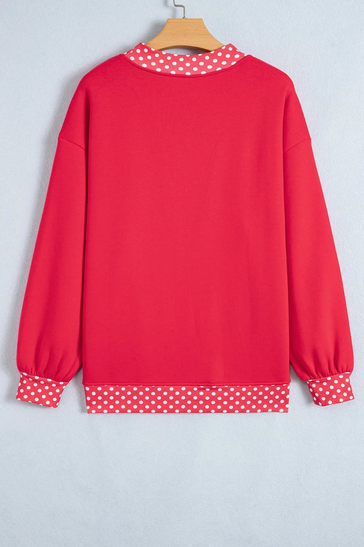 Pink Colorblock Polka Dot Contrast Trim Oversized Sweatshirt