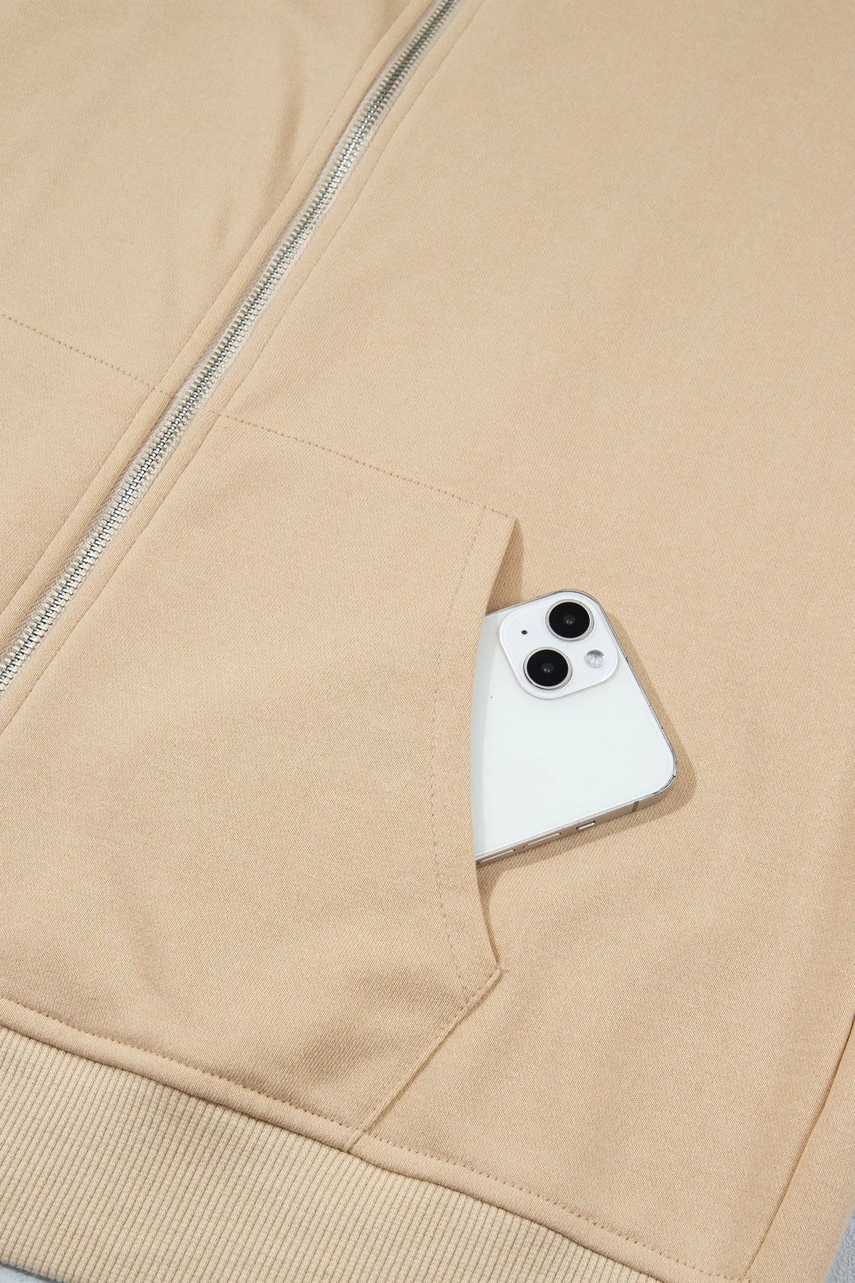 Parchment Polka Dot Hooded Zip-Up Sweatshirt