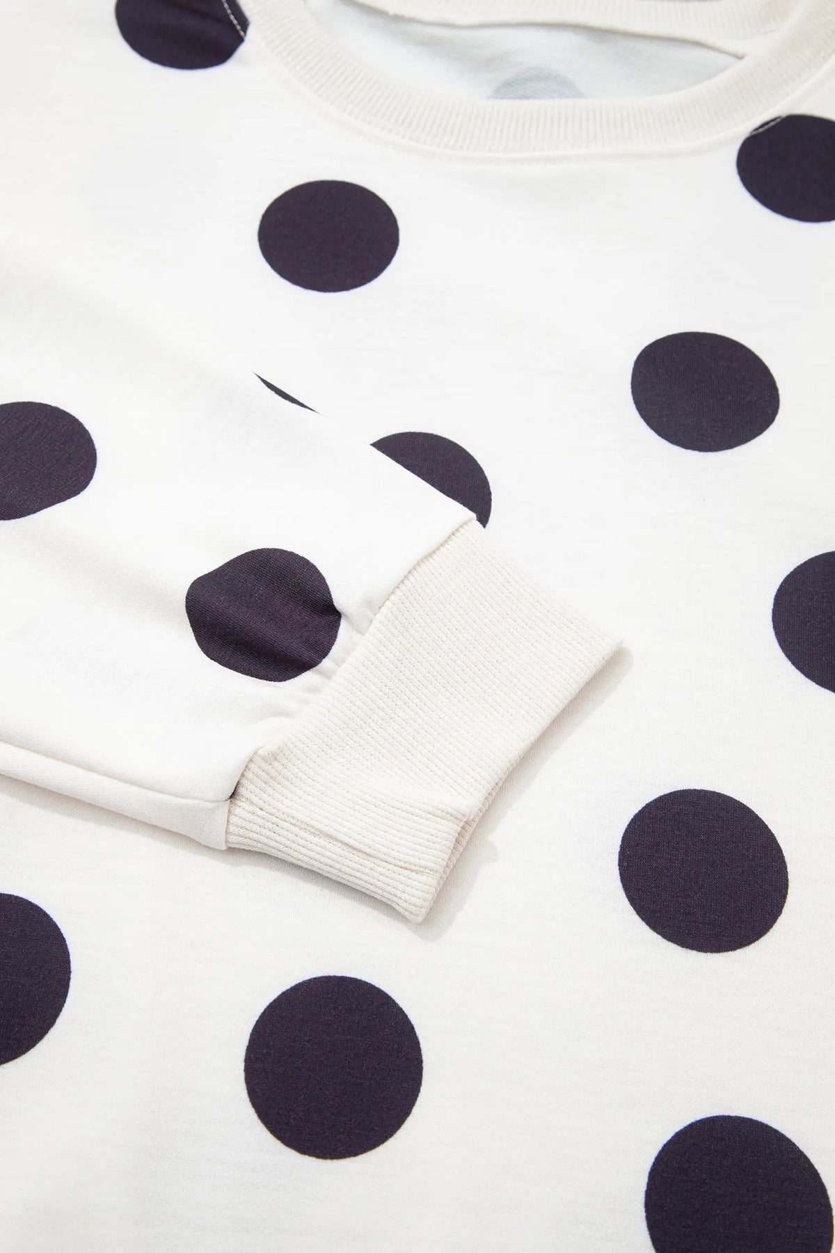 Casual Polka Dot Round Neck Pullover Sweatshirt