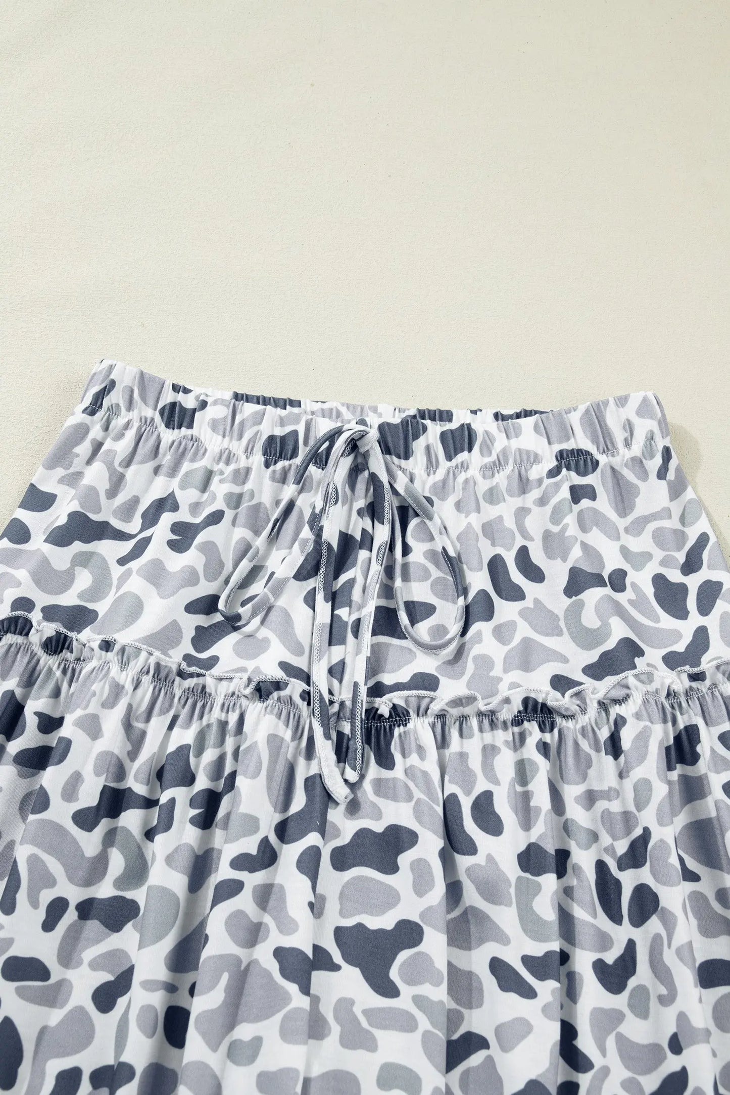 Brown Camo Print Wide Leg Casual Pants