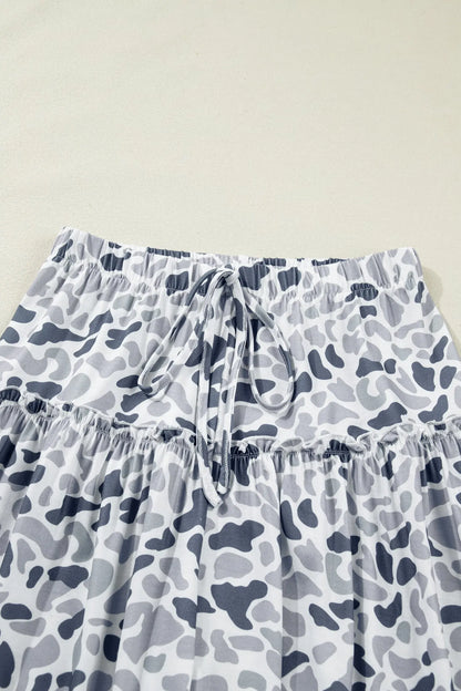 Brown Camo Print Wide Leg Casual Pants