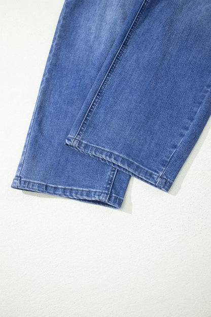 Ashleigh Blue Drawstring Waist Ankle Length Casual Jeans Regular Fit Pocket Detail Denim Pants
