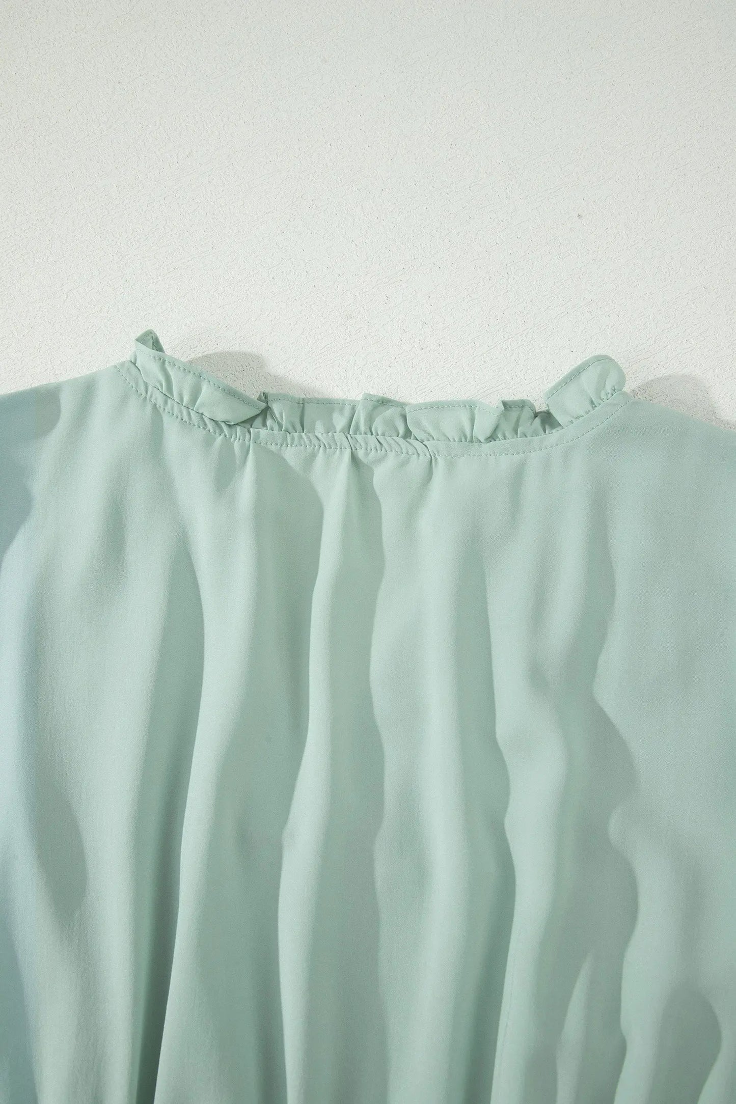 Bright Green Solid Color V Neck Short Puff Sleeve High Waist Tiered Maxi Dress - Casual Dresses
