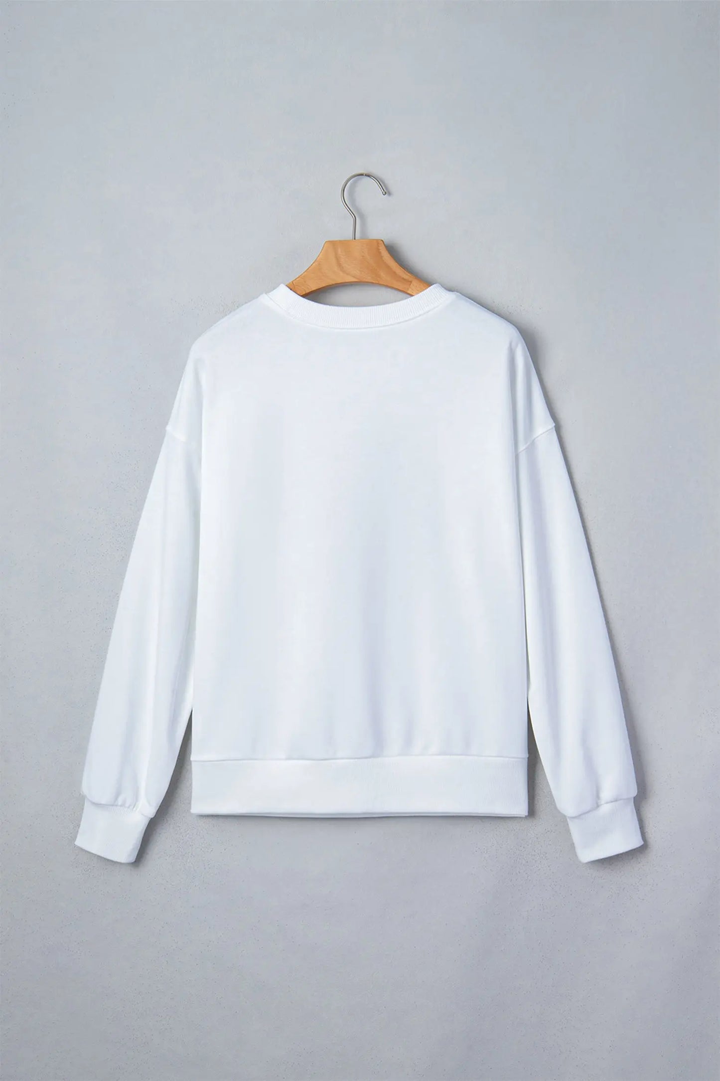 White Embroidered Slogan Game Day Rugby Pattern Crewneck Sweatshirt