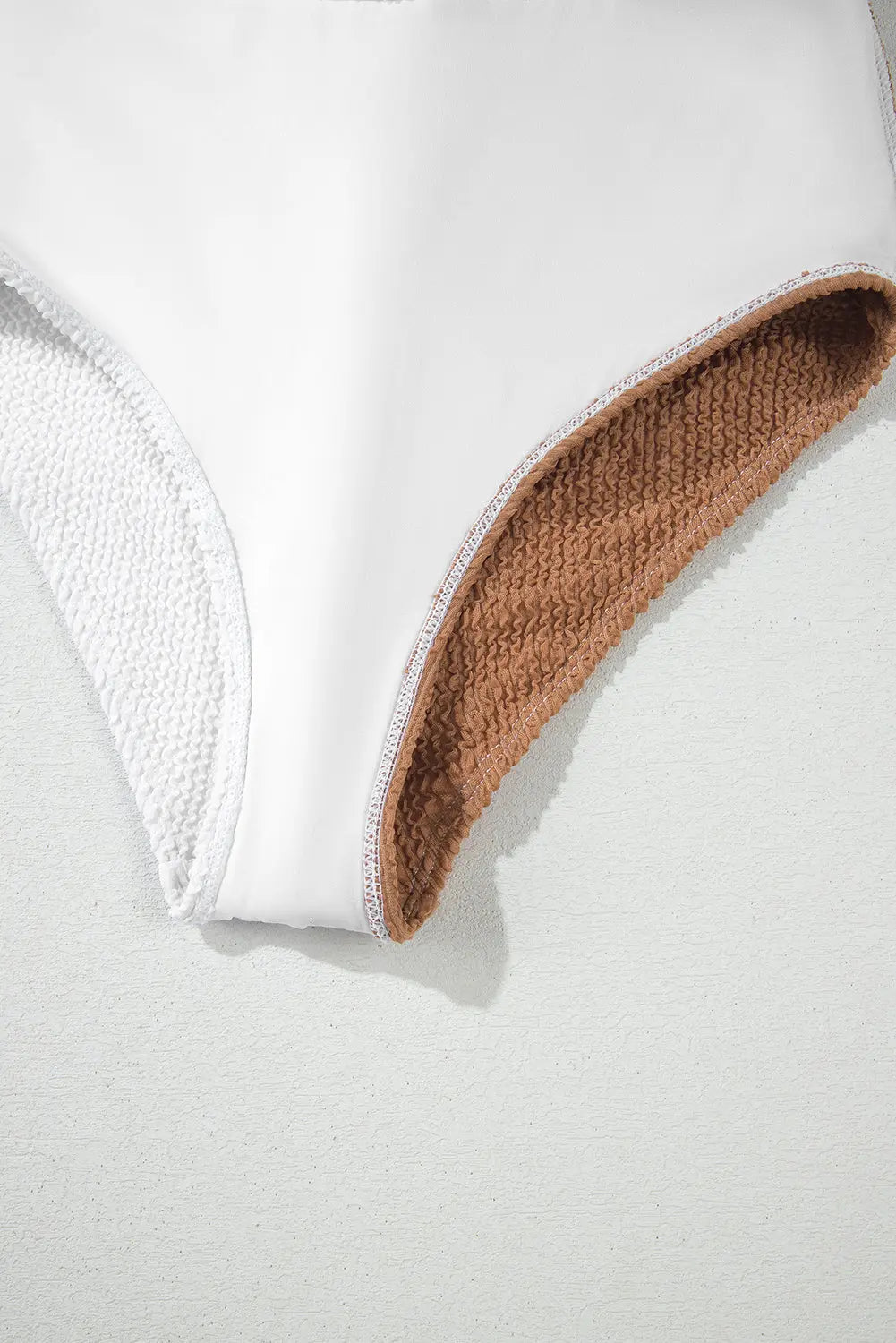White corded colorblock square neck bikini swimsuit detail view · nz-alt-v1
