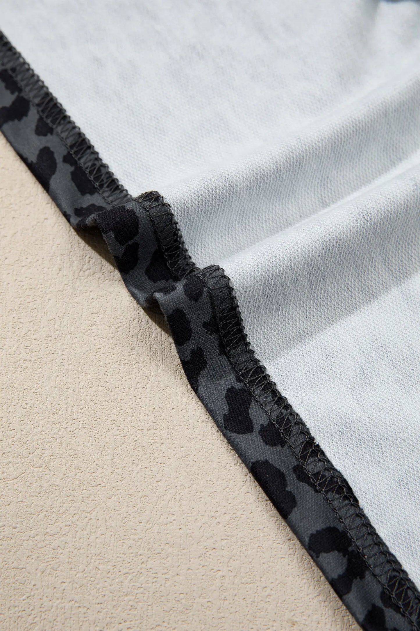 Apricot Leopard Print Varsity Striped Detail 3/4 Sleeve Top Shift Pant Set