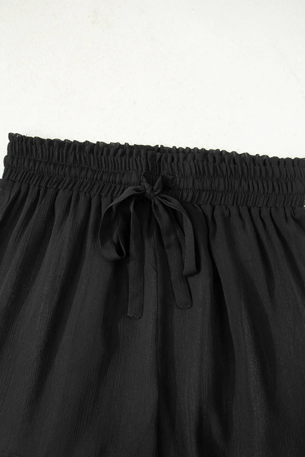 Black Sheer Tunic Shirt Drawstring Shorts 2pcs Swim Cover Up