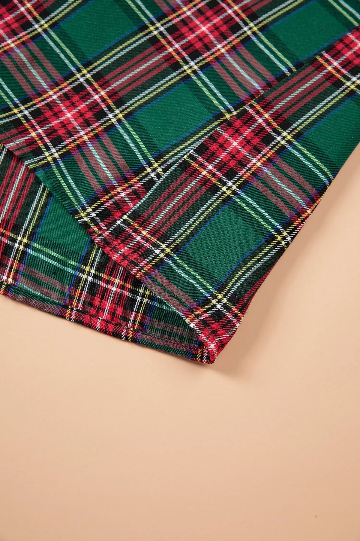 Green Plaid Long Sleeve Shift Plus Size Shirt