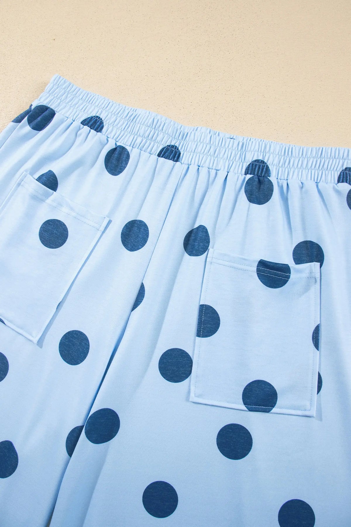 Brown Polka Dot Elastic Waist Wide Leg Plus Size Pants