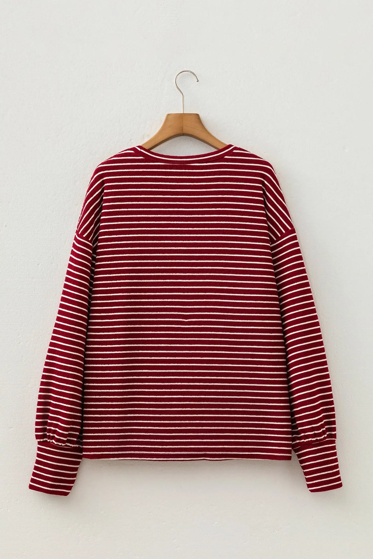 Red Stripe Drop Shoulder Long Sleeve Top