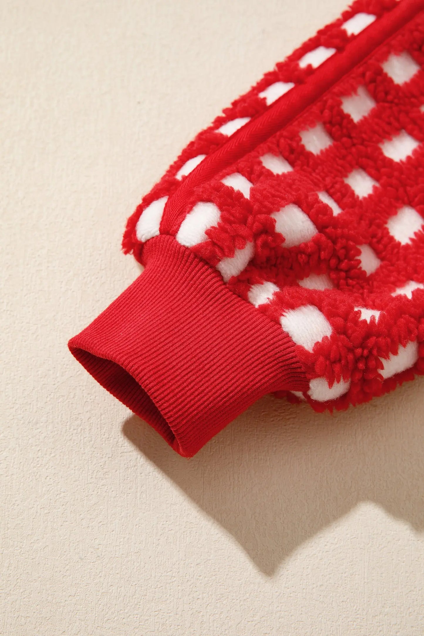 Fiery Red Plaid Zip-up Long Sleeve Jacket