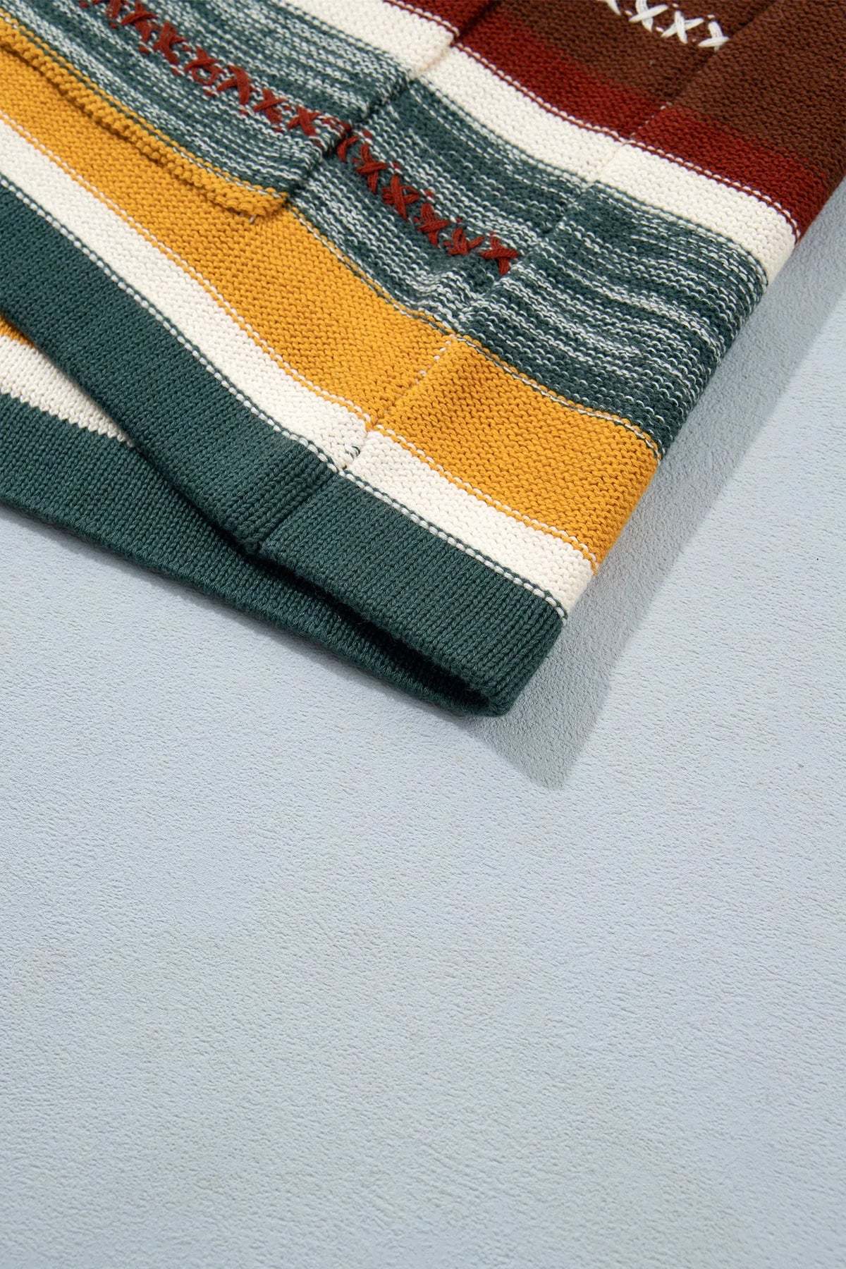 Multicolour Striped Button Front Sleeveless Knit Regular Fit Sweater Vest