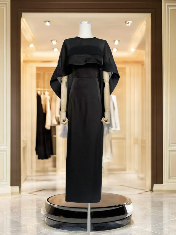 Cape Sleeve Maxi Gown with Structured Bodice mannequin view · nz-bg-v1